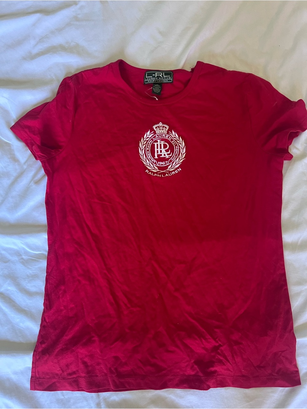 Ralph Lauren Women's Red Crest Logo Short Sleeve Tee